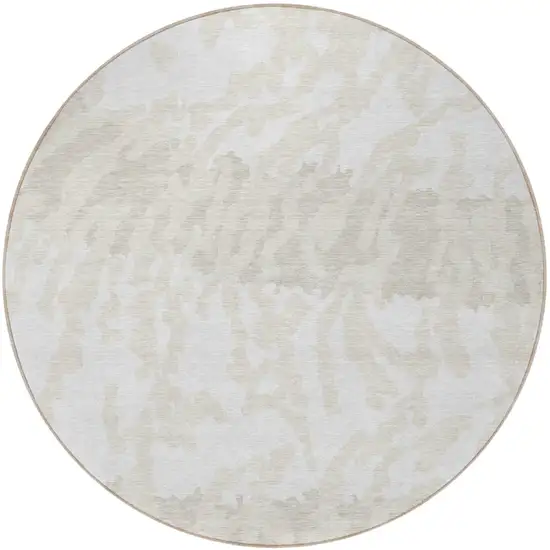 8' Ivory And Beige Round Animal Print Washable Indoor Outdoor Area Rug Photo 5