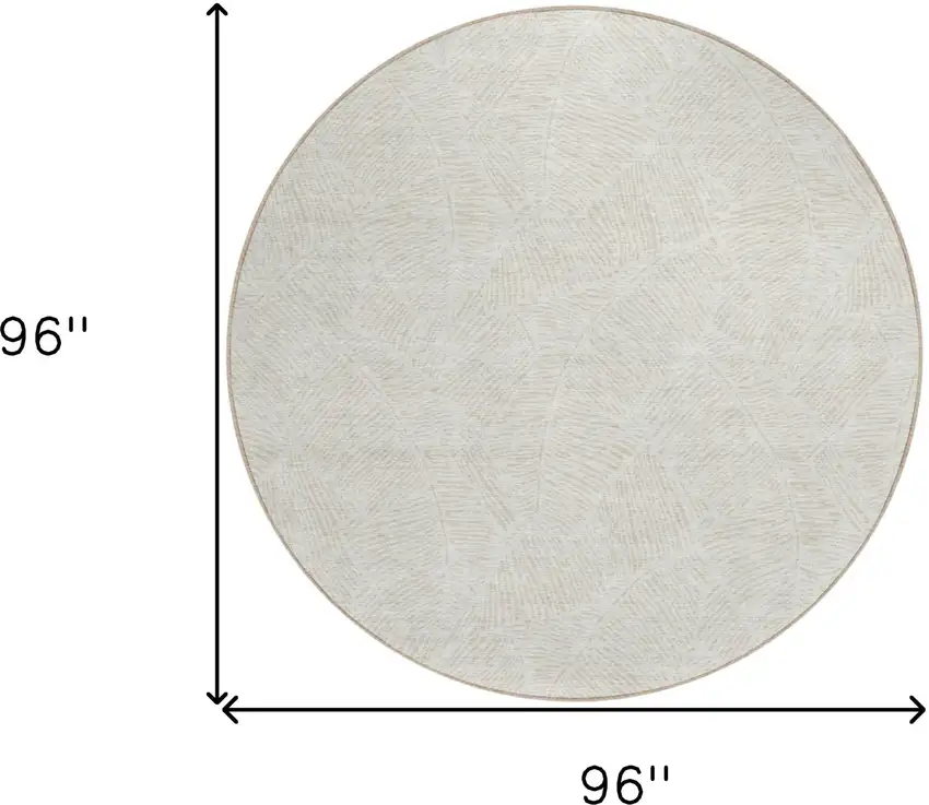 8' Ivory And Beige Round Floral Washable Indoor Outdoor Area Rug Photo 3