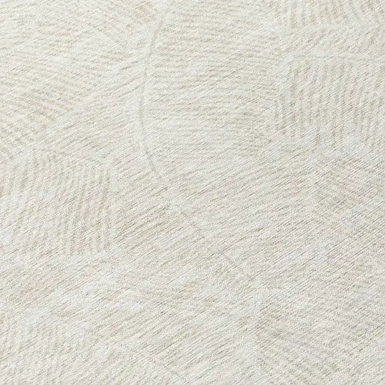 8' Ivory And Beige Round Floral Washable Indoor Outdoor Area Rug Photo 8