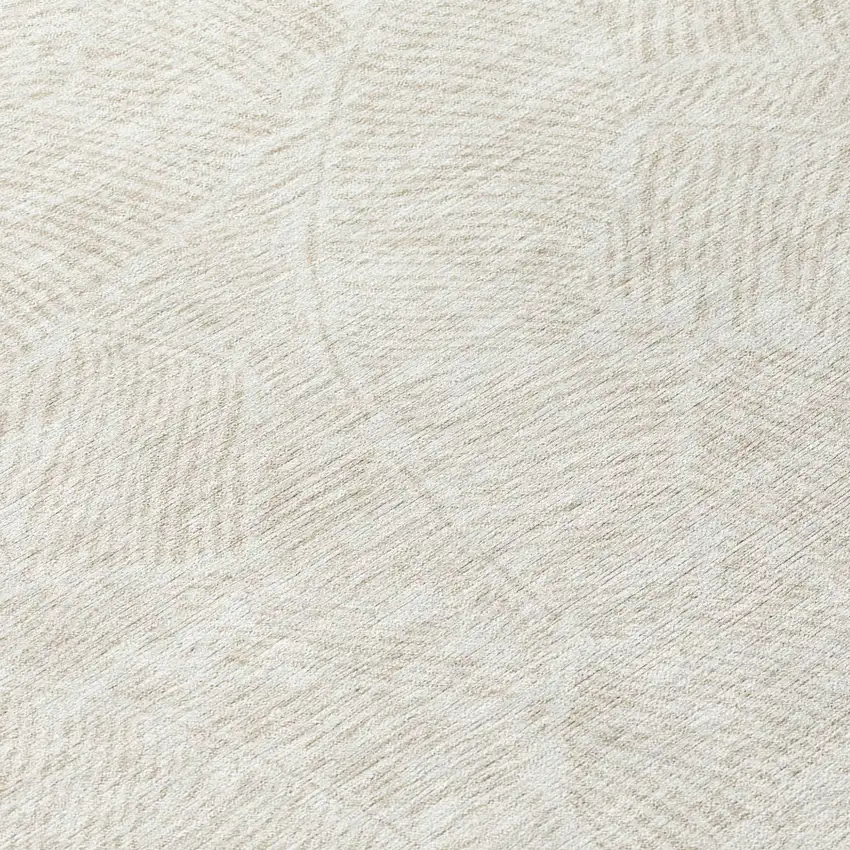 8' Ivory And Beige Round Floral Washable Indoor Outdoor Area Rug Photo 8