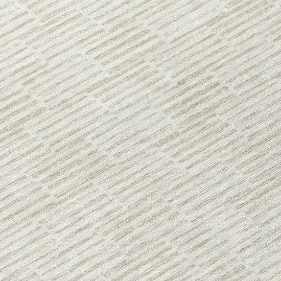 8' Ivory And Beige Round Geometric Washable Indoor Outdoor Area Rug Photo 8