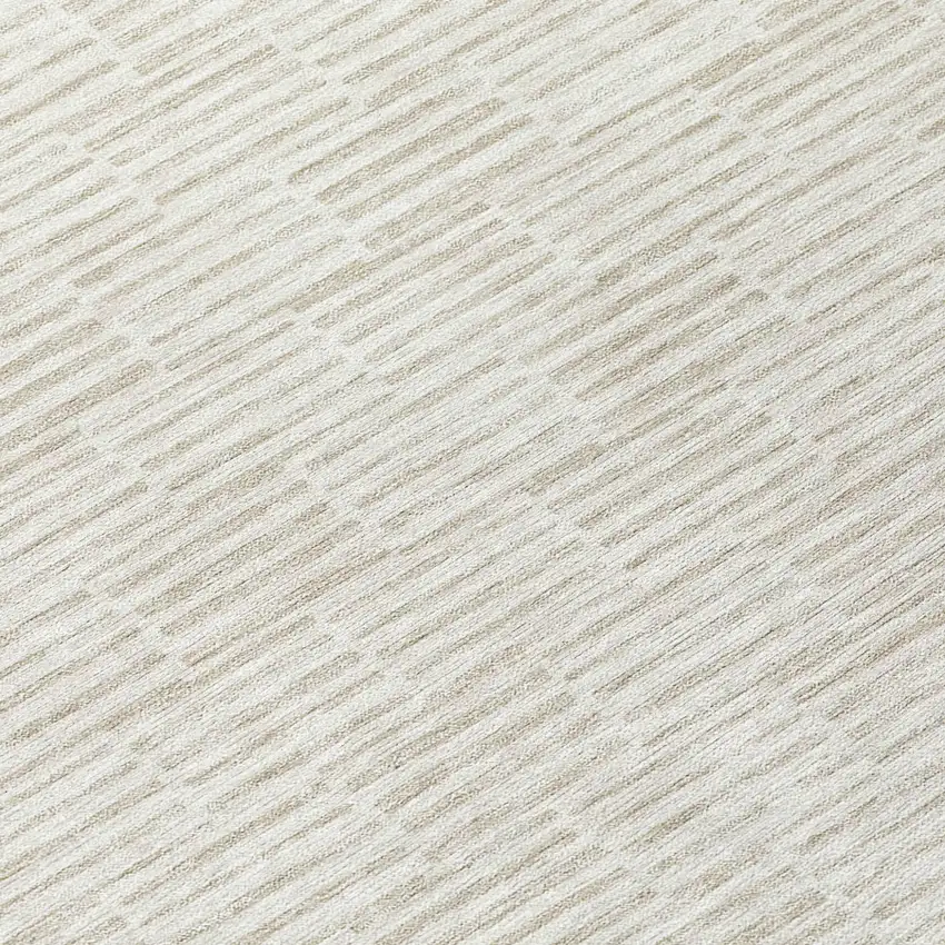 8' Ivory And Beige Round Geometric Washable Indoor Outdoor Area Rug Photo 8