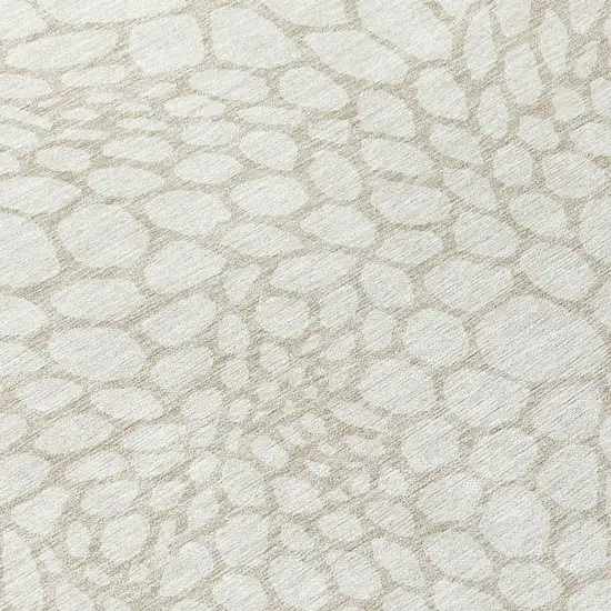 8' Ivory And Beige Round Geometric Washable Indoor Outdoor Area Rug Photo 8