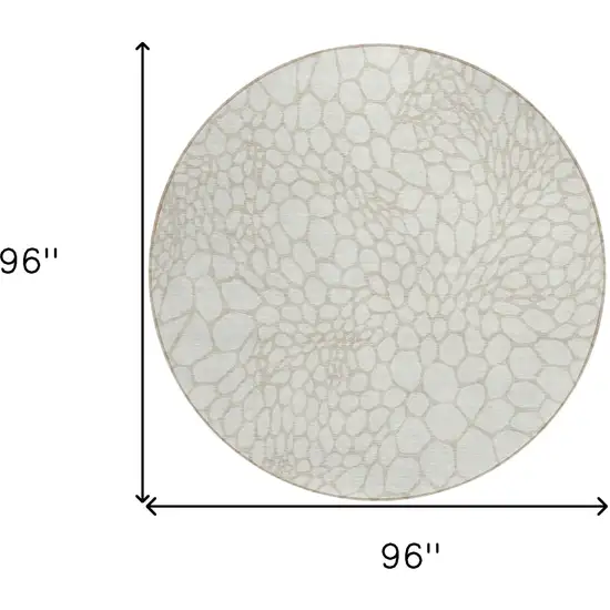 8' Ivory And Beige Round Geometric Washable Indoor Outdoor Area Rug Photo 3