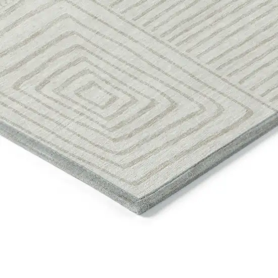 8' Ivory And Beige Round Geometric Washable Indoor Outdoor Area Rug Photo 4