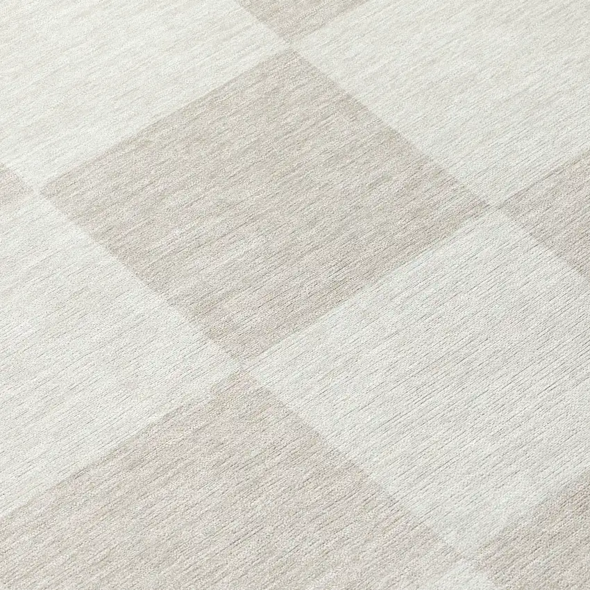 8' Ivory And Beige Round Geometric Washable Indoor Outdoor Area Rug Photo 9