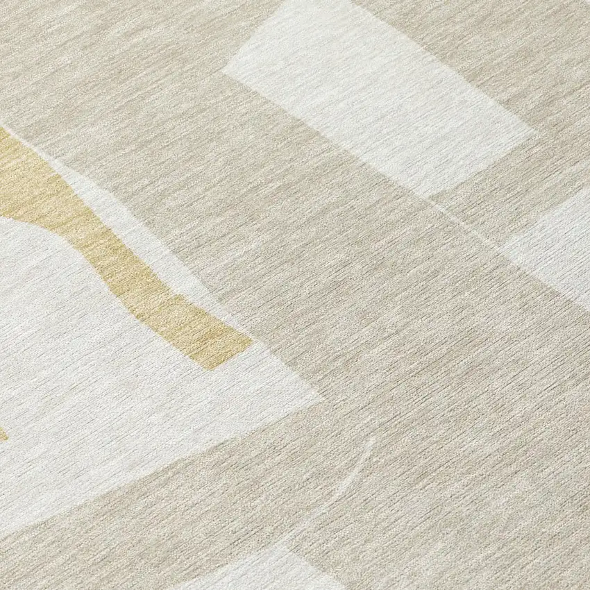 8' Ivory And Beige Round Geometric Washable Indoor Outdoor Area Rug Photo 5