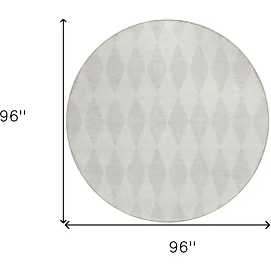 8' Ivory And Beige Round Geometric Washable Indoor Outdoor Area Rug Photo 9