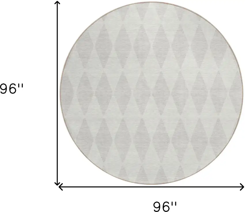 8' Ivory And Beige Round Geometric Washable Indoor Outdoor Area Rug Photo 9