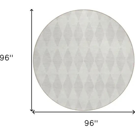 8' Ivory And Beige Round Geometric Washable Indoor Outdoor Area Rug Photo 9