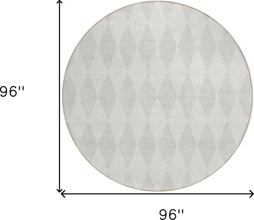 8' Ivory And Beige Round Geometric Washable Indoor Outdoor Area Rug Photo 9