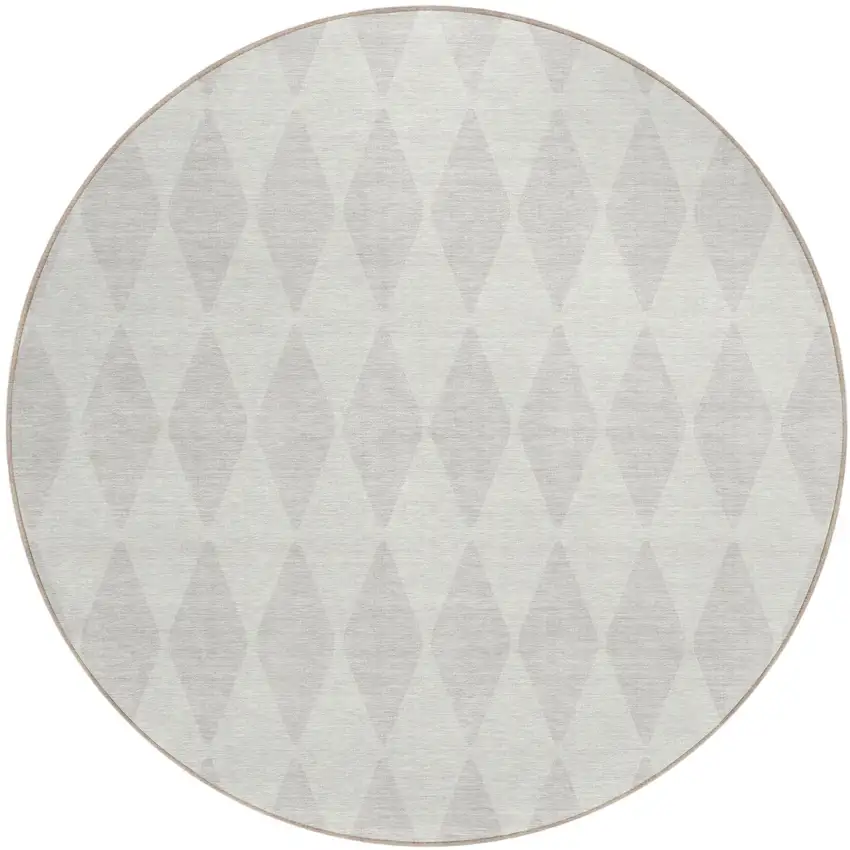 8' Ivory And Beige Round Geometric Washable Indoor Outdoor Area Rug Photo 1