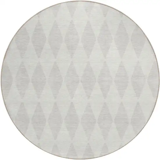8' Ivory And Beige Round Geometric Washable Indoor Outdoor Area Rug Photo 1