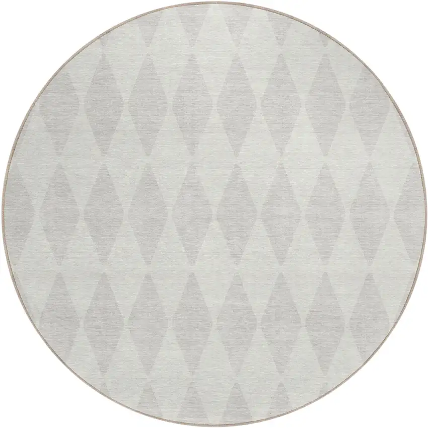 8' Ivory And Beige Round Geometric Washable Indoor Outdoor Area Rug Photo 1