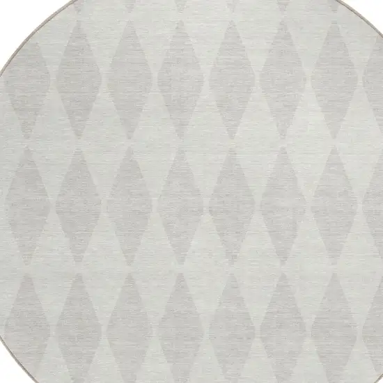 8' Ivory And Beige Round Geometric Washable Indoor Outdoor Area Rug Photo 5