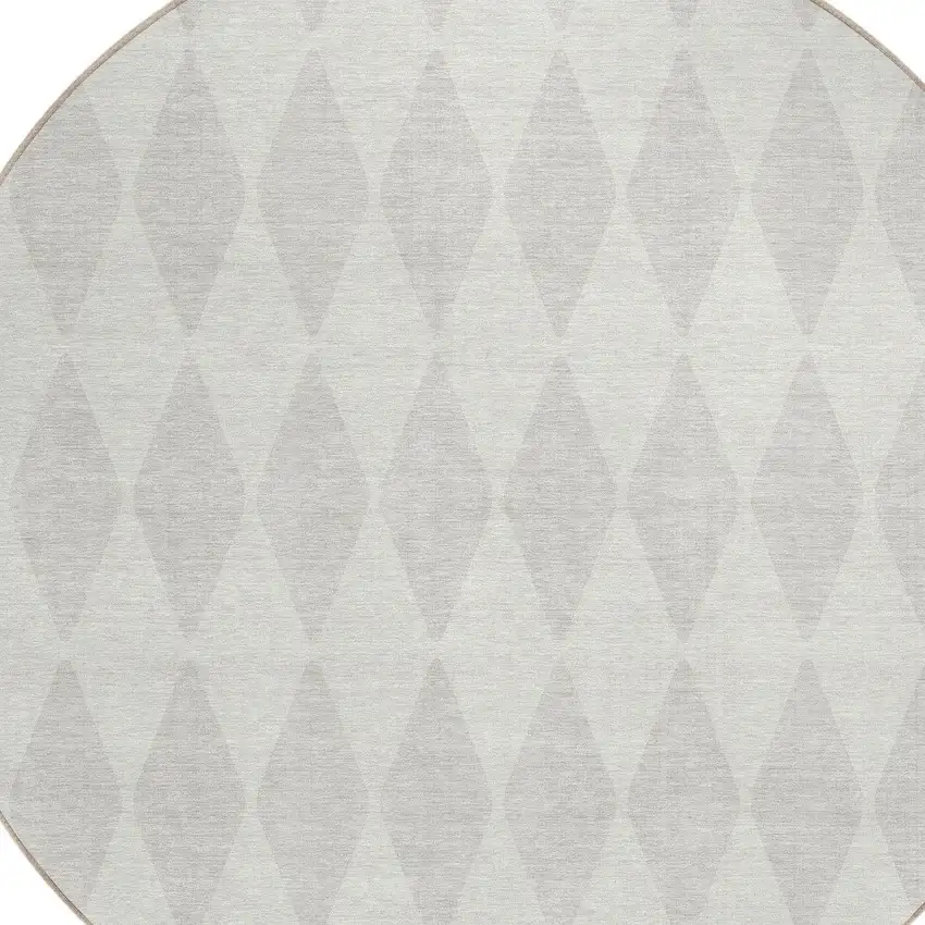 8' Ivory And Beige Round Geometric Washable Indoor Outdoor Area Rug Photo 5