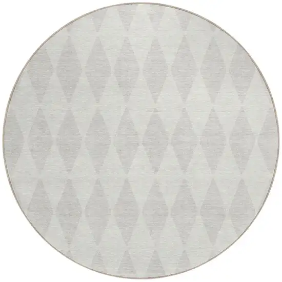 8' Ivory And Beige Round Geometric Washable Indoor Outdoor Area Rug Photo 6
