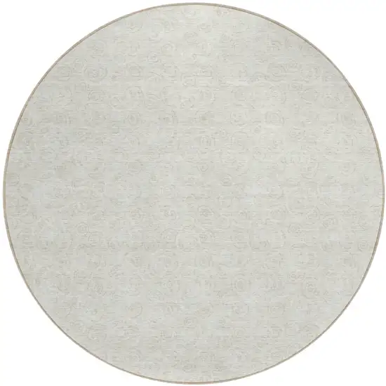 8' Ivory And Beige Round Geometric Washable Indoor Outdoor Area Rug Photo 1