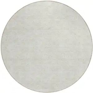 Photo of 8' Ivory And Beige Round Geometric Washable Indoor Outdoor Area Rug