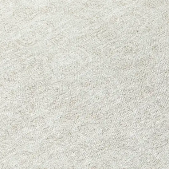 8' Ivory And Beige Round Geometric Washable Indoor Outdoor Area Rug Photo 9