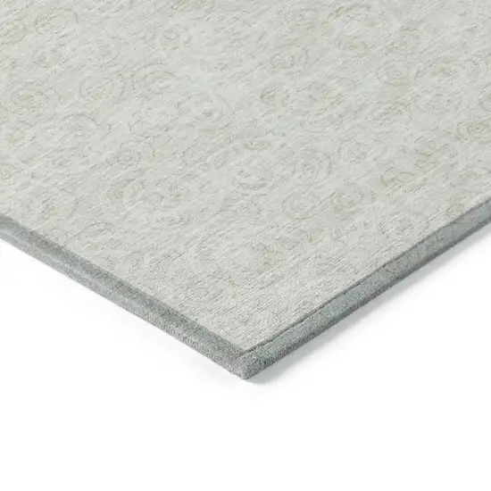 8' Ivory And Beige Round Geometric Washable Indoor Outdoor Area Rug Photo 3