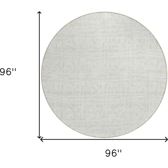8' Ivory And Beige Round Geometric Washable Indoor Outdoor Area Rug Photo 9