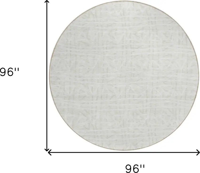 8' Ivory And Beige Round Geometric Washable Indoor Outdoor Area Rug Photo 9