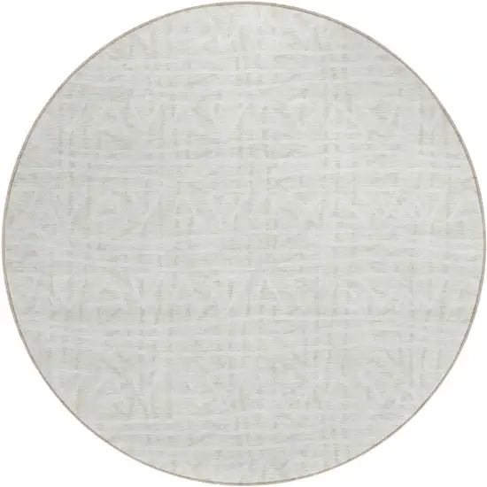 8' Ivory And Beige Round Geometric Washable Indoor Outdoor Area Rug Photo 1