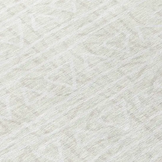 8' Ivory And Beige Round Geometric Washable Indoor Outdoor Area Rug Photo 8