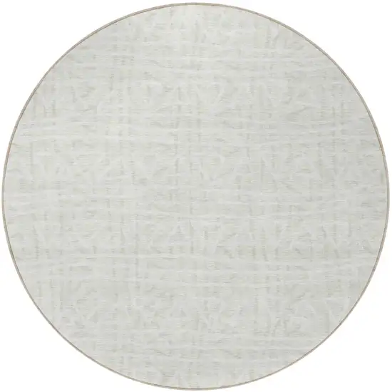8' Ivory And Beige Round Geometric Washable Indoor Outdoor Area Rug Photo 5