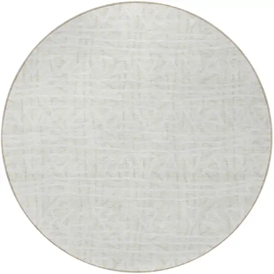 8' Ivory And Beige Round Geometric Washable Indoor Outdoor Area Rug Photo 5