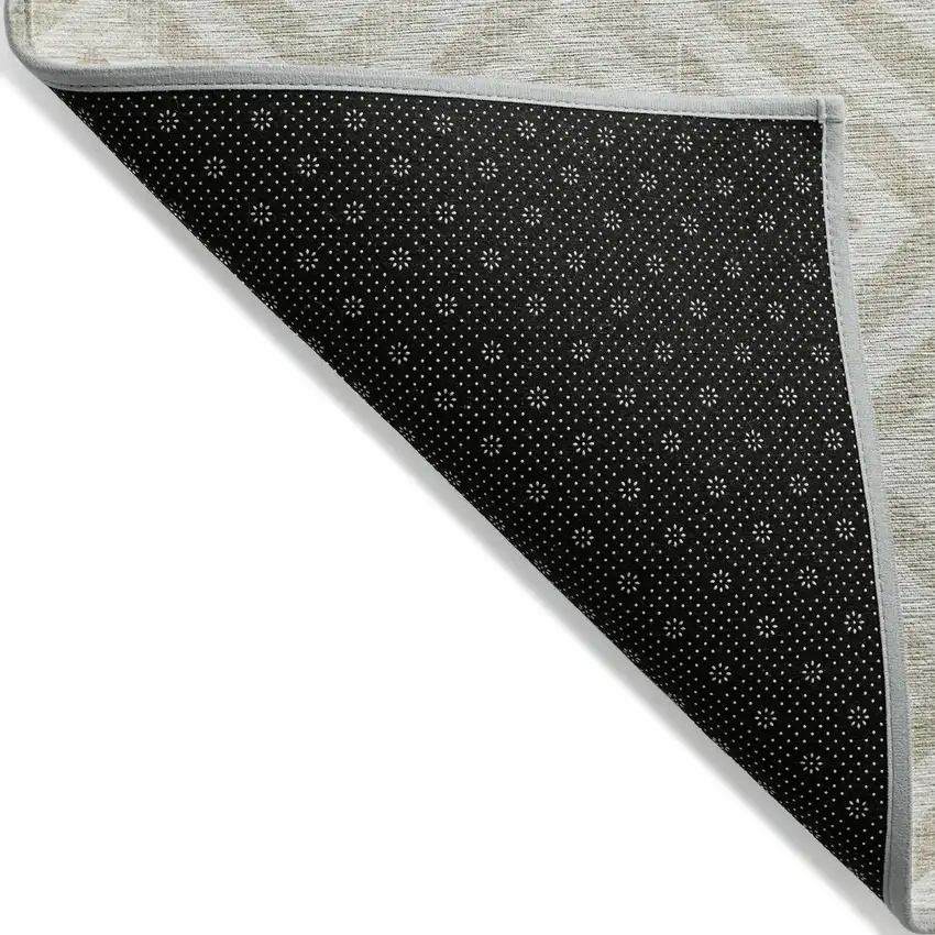 8' Ivory And Beige Round Geometric Washable Indoor Outdoor Area Rug Photo 3