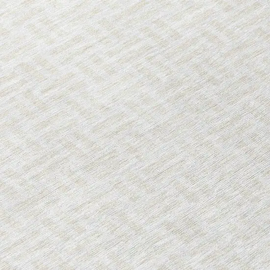 8' Ivory And Beige Round Geometric Washable Indoor Outdoor Area Rug Photo 8