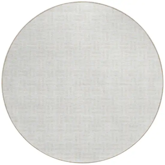 8' Ivory And Beige Round Geometric Washable Indoor Outdoor Area Rug Photo 4
