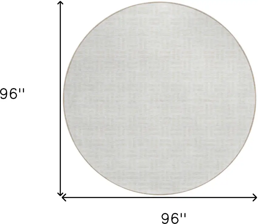 8' Ivory And Beige Round Geometric Washable Indoor Outdoor Area Rug Photo 3