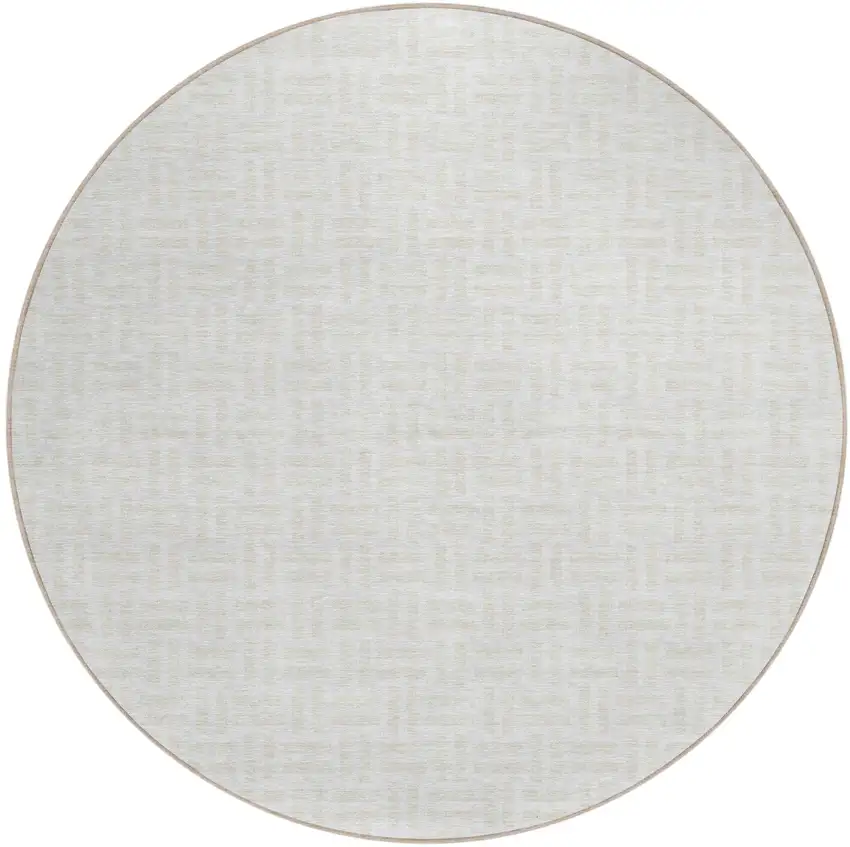 8' Ivory And Beige Round Geometric Washable Indoor Outdoor Area Rug Photo 2