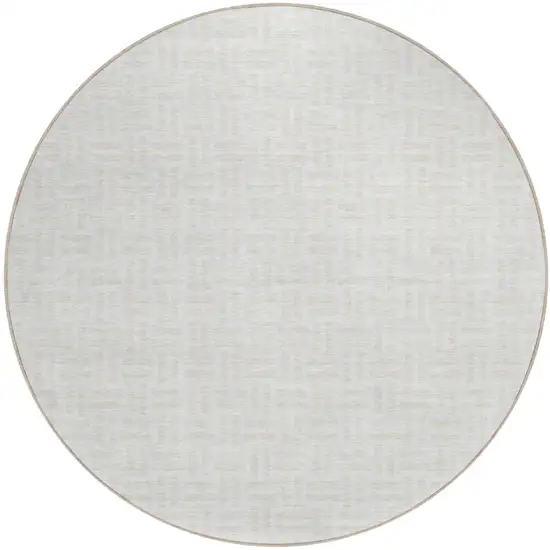 8' Ivory And Beige Round Geometric Washable Indoor Outdoor Area Rug Photo 2
