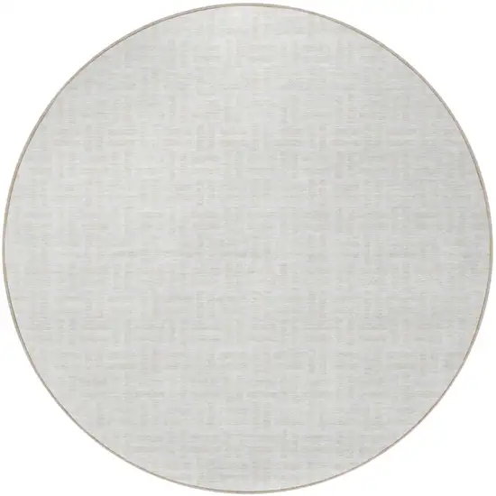 8' Ivory And Beige Round Geometric Washable Indoor Outdoor Area Rug Photo 5