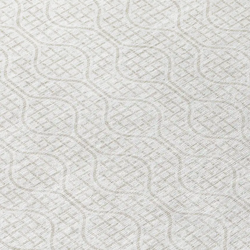 8' Ivory And Beige Round Geometric Washable Indoor Outdoor Area Rug Photo 7