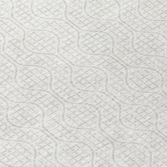 8' Ivory And Beige Round Geometric Washable Indoor Outdoor Area Rug Photo 7