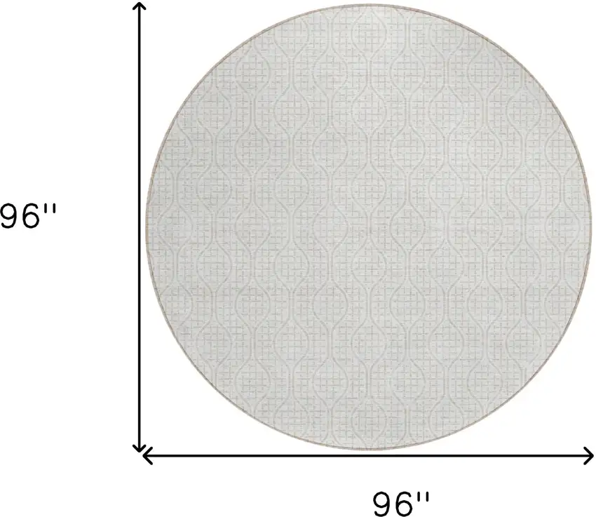 8' Ivory And Beige Round Geometric Washable Indoor Outdoor Area Rug Photo 3
