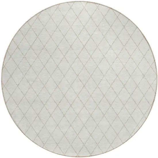 8' Ivory And Beige Round Geometric Washable Indoor Outdoor Area Rug Photo 2