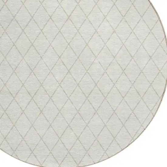 8' Ivory And Beige Round Geometric Washable Indoor Outdoor Area Rug Photo 5