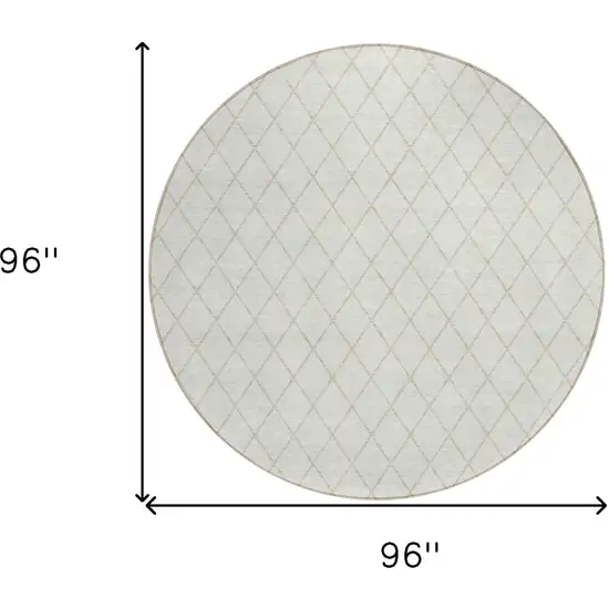 8' Ivory And Beige Round Geometric Washable Indoor Outdoor Area Rug Photo 3