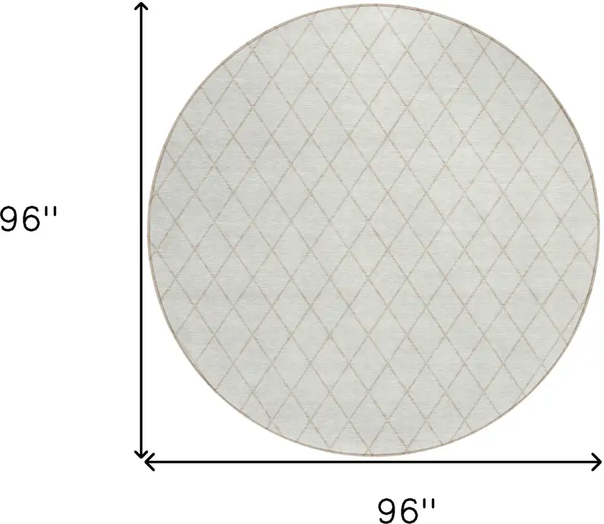 8' Ivory And Beige Round Geometric Washable Indoor Outdoor Area Rug Photo 3