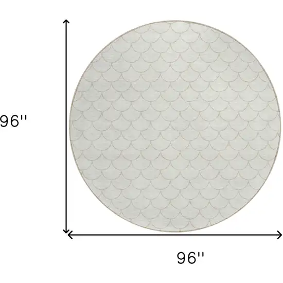 8' Ivory And Beige Round Geometric Washable Indoor Outdoor Area Rug Photo 3