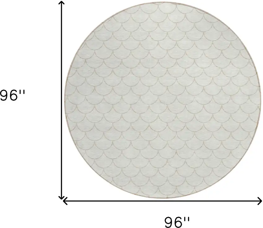 8' Ivory And Beige Round Geometric Washable Indoor Outdoor Area Rug Photo 3