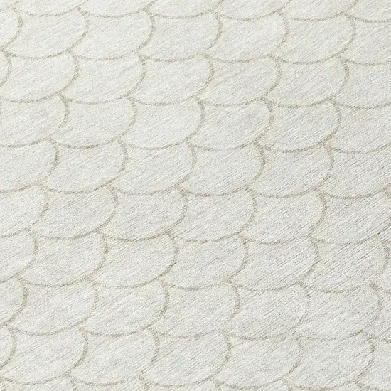 8' Ivory And Beige Round Geometric Washable Indoor Outdoor Area Rug Photo 8
