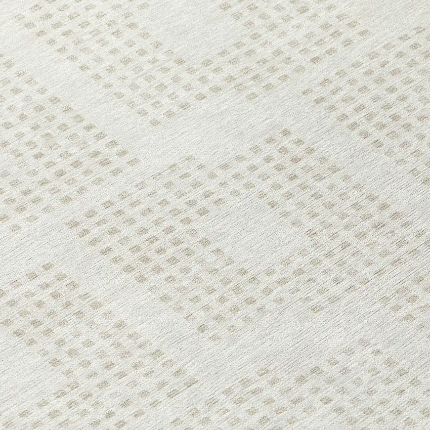 8' Ivory And Beige Round Geometric Washable Indoor Outdoor Area Rug Photo 8