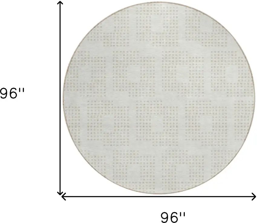 8' Ivory And Beige Round Geometric Washable Indoor Outdoor Area Rug Photo 3